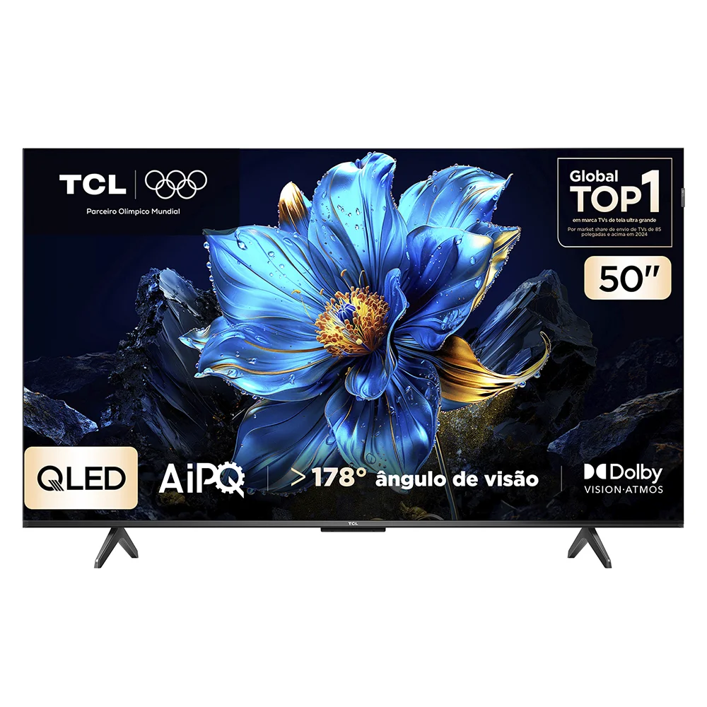Smart TV TCL 50P7K QLED 4K de 50 polegadas — vista principal