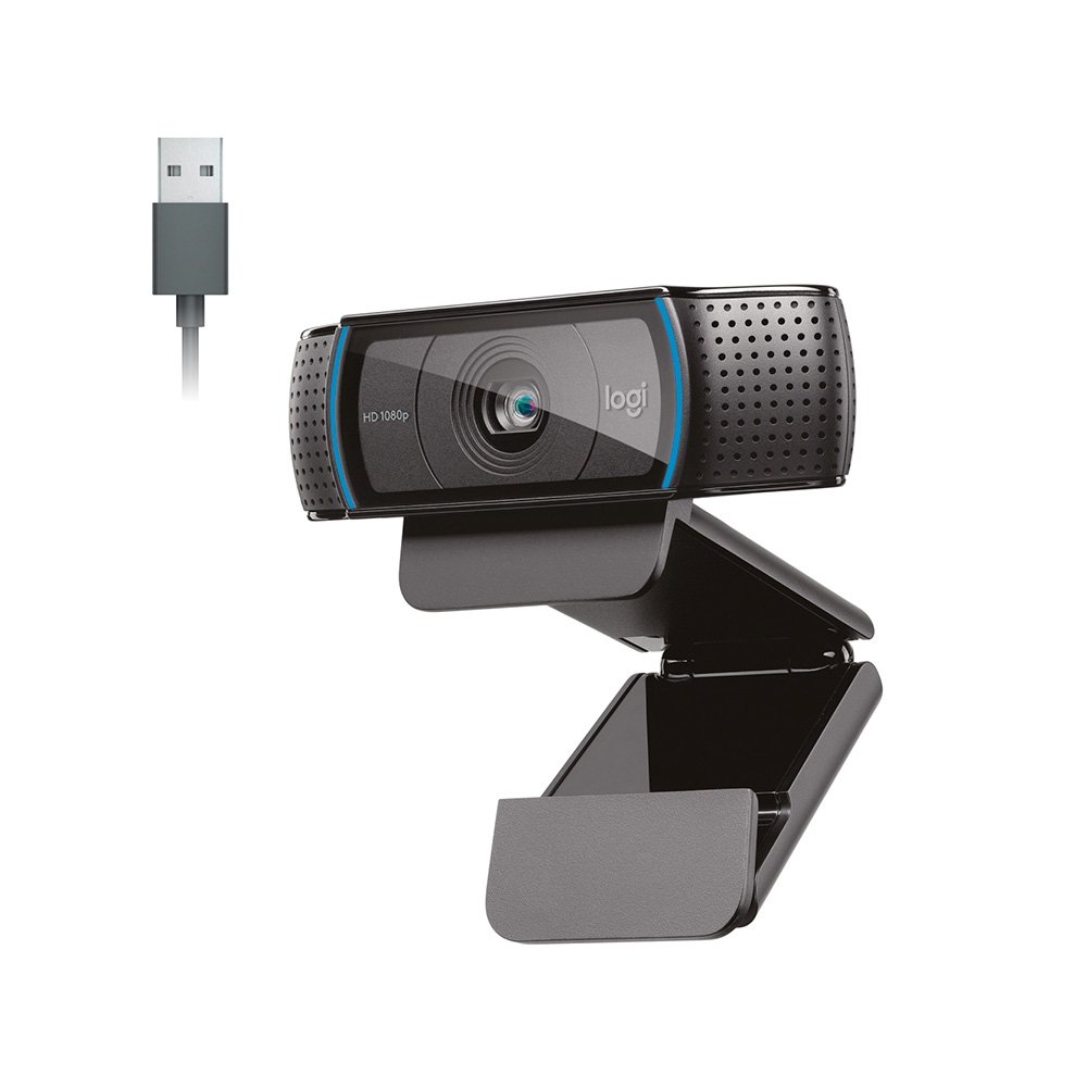 Webcam Logitech C920S Full HD 1080p com microfone estéreo — vista frontal